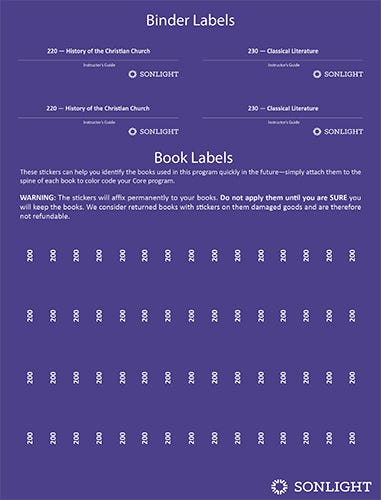 Sheet of Book Labels 200